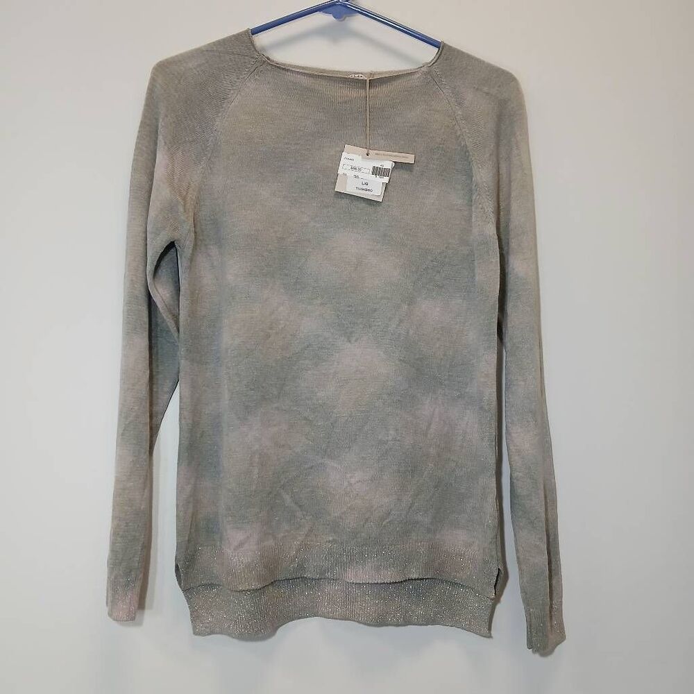 Femme fatale womens large boat neck soft modal gray pink sweater spring summer